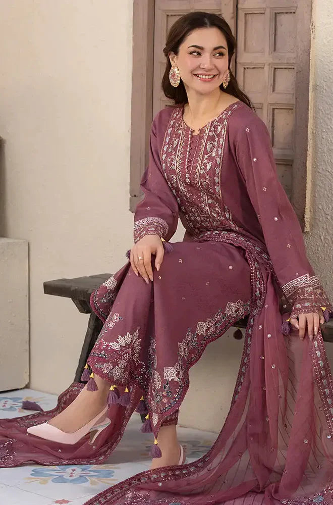 Jade - Winter 3PC Lawn Embroidered Suit - zab1104