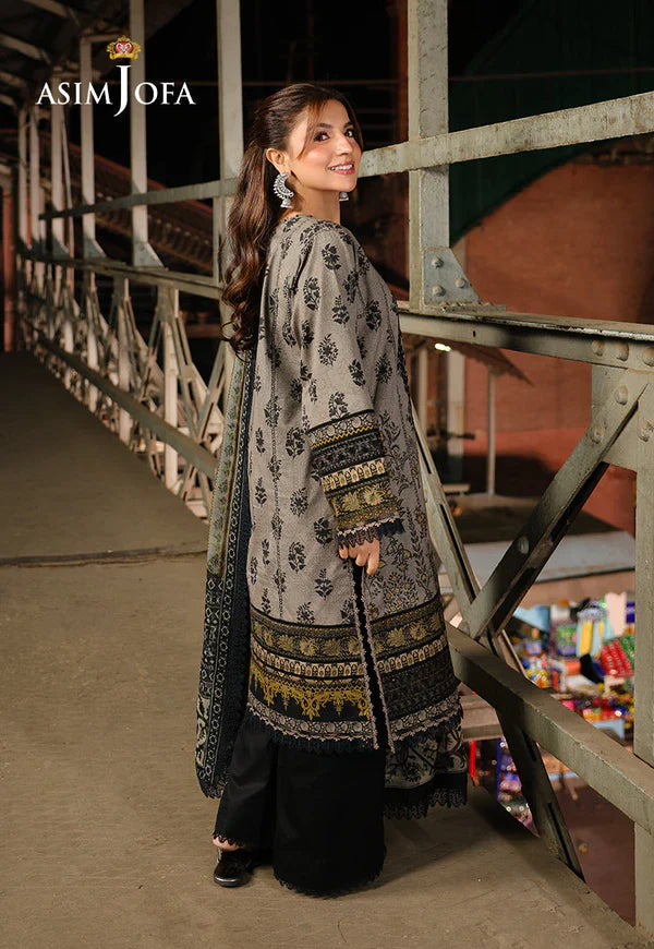 Asim Jofa - Winter 3PC Karandi Digital Print Dress - zab1198