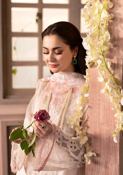 Crimson - 3PC Organza HEAVY CHIKENKARI EMBROIDERED SUIT - zab1279