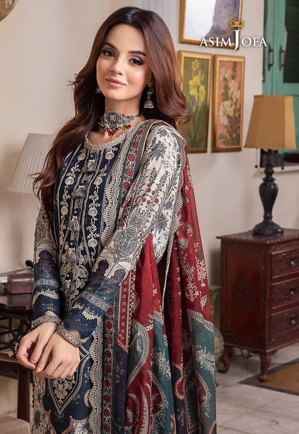 Asim Jofa - Summer 3PC Lawn Digital Print Dress - zab1254