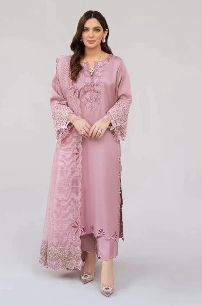 Nisa, Lawn 3.piece embroidered Summer suit with Orgenza Dupatta. ZAB636