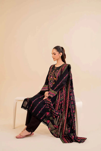 Khaddar 3 Piece Embroidered Dress - zab1145