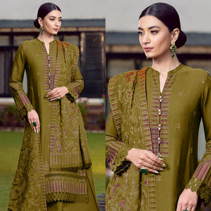 ZAB2097 Bareeze Unstitched 3pcs Embroidered Dhanak Suit with Heavy Embroidered Shawl