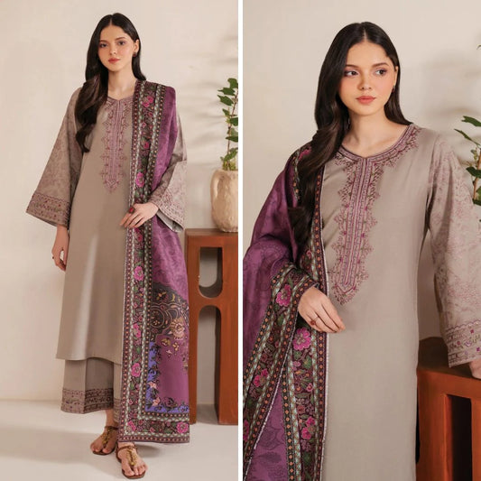 Jazmin 3 Pc Embroidered Lawn Suit - zab1010
