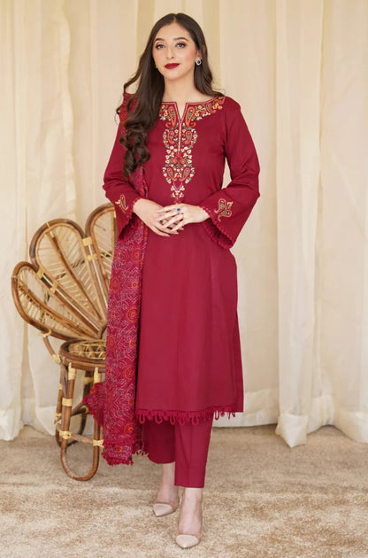 Asling - Winter 3PC Dhanak Embroidered Suit - zab1106