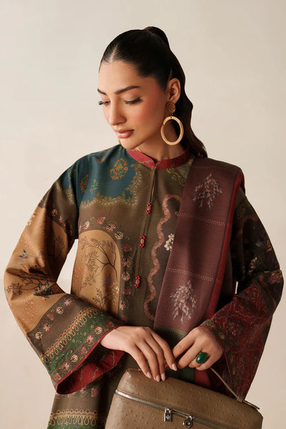 Baroque - Winter 3PC Karandi Digital Print Dress - zab1201