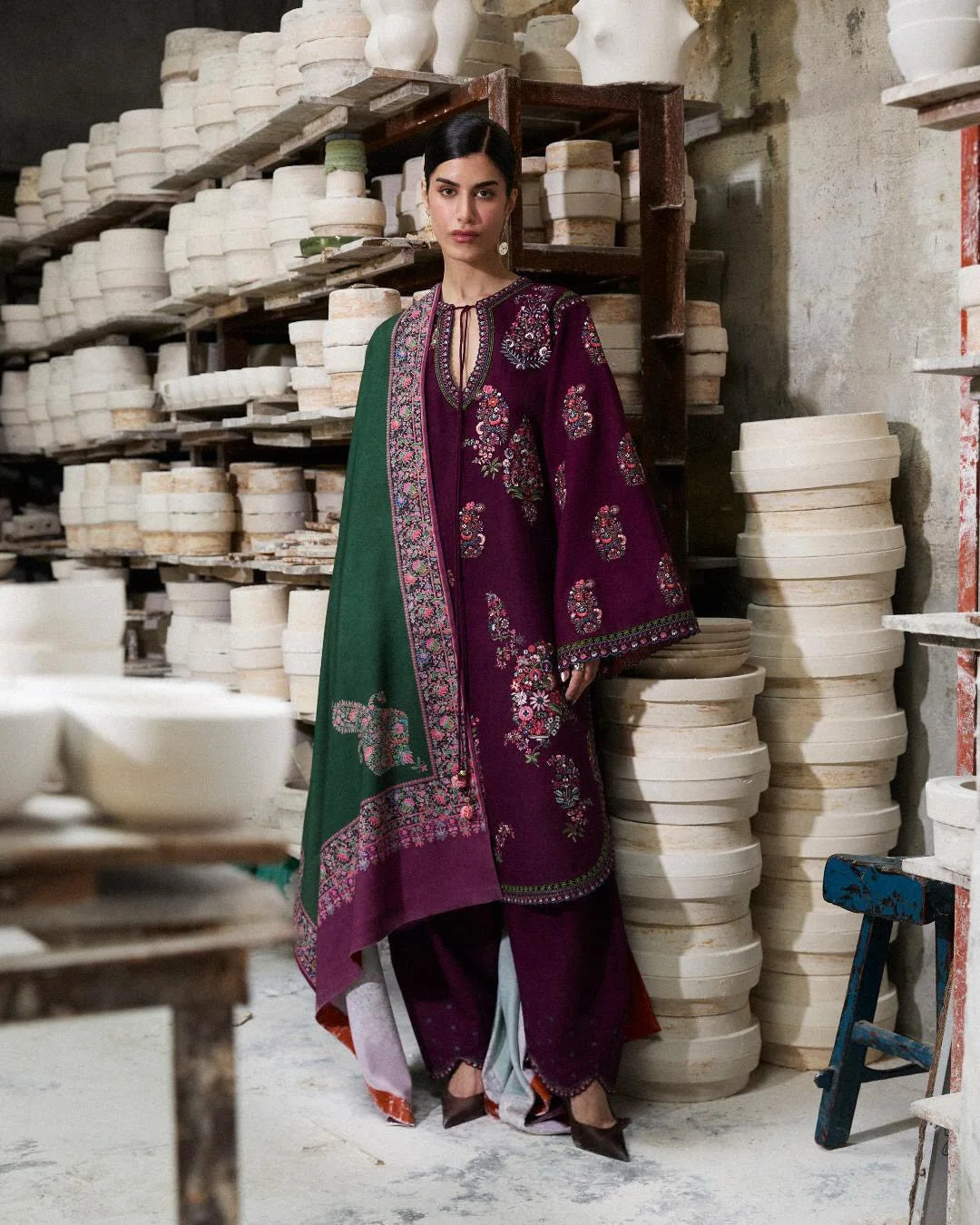 Hussain rehar - Winter 3PC Dhanak Embroidered Suit - zab1505