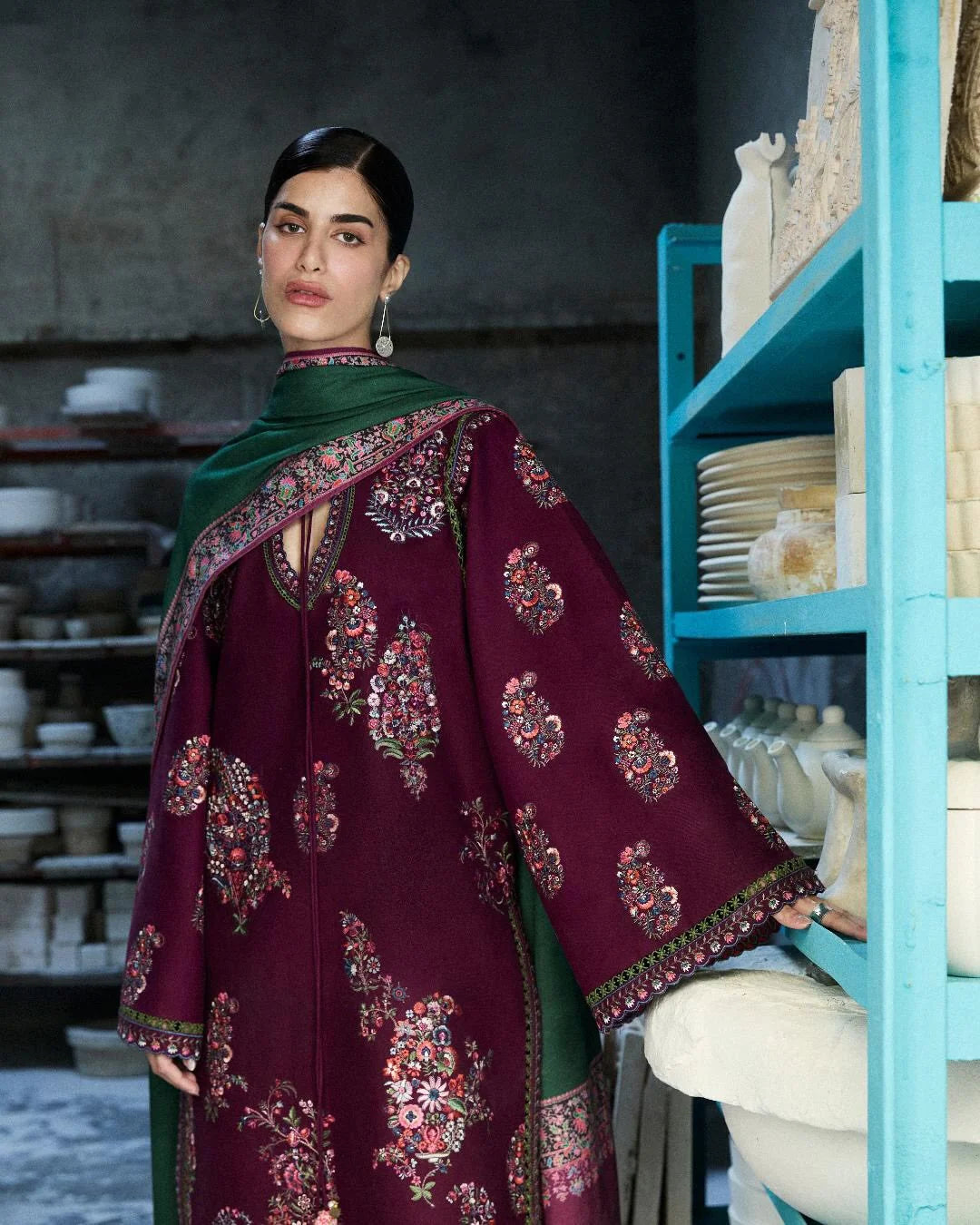 Hussain rehar - Winter 3PC Dhanak Embroidered Suit - zab1505