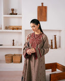 Baroque - 3PC Dhanak Embroidered Suit - zab1183