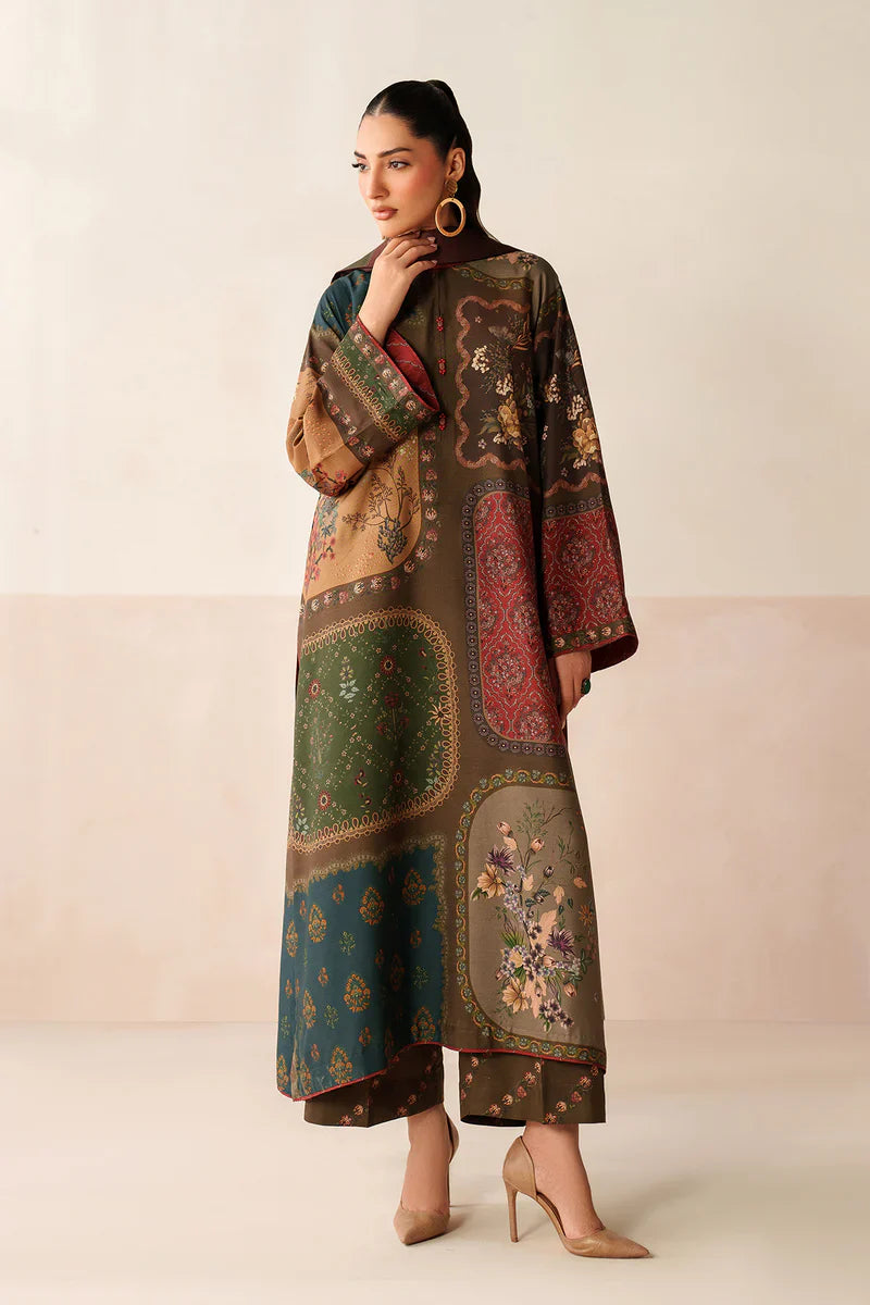 Baroque - Winter 3PC Karandi Digital Print Dress - zab1201