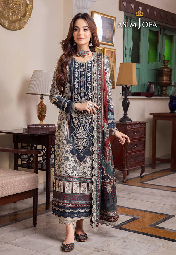 Asim Jofa - Summer 3PC Lawn Digital Print Dress - zab1254