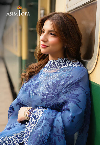 Asim Jofa - Summer 3PC polly Lawn Digital Printed Dress - zab1400