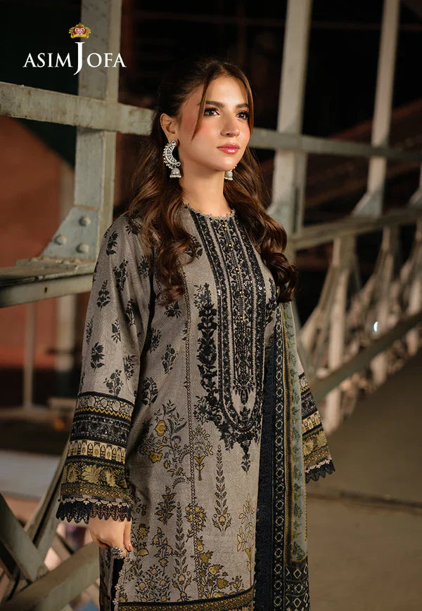 Asim Jofa - Winter 3PC Karandi Digital Print Dress - zab1198