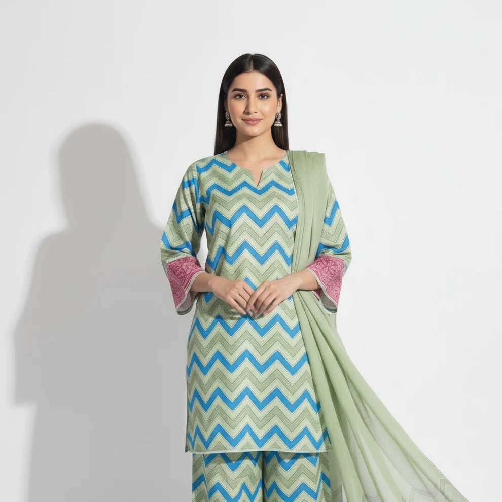Limelight - Winter 3PC Karandi Digital Print Dress - zab1208