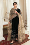 zab958 Unstitched 3PCs Embroidered Velvet Dress With Embroidered Organza Dupatta