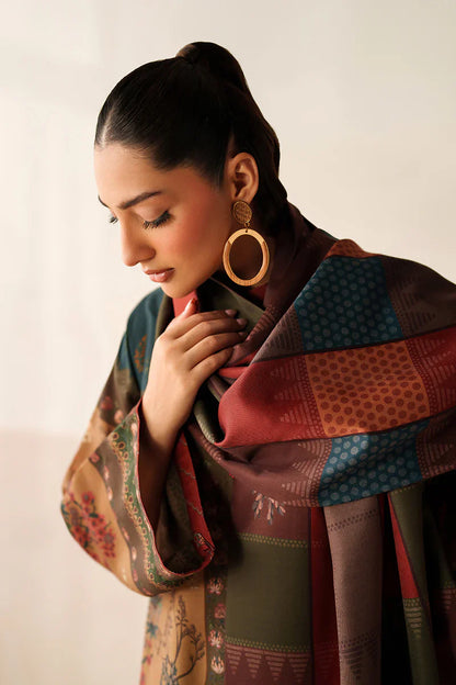Baroque - Winter 3PC Karandi Digital Print Dress - zab1201