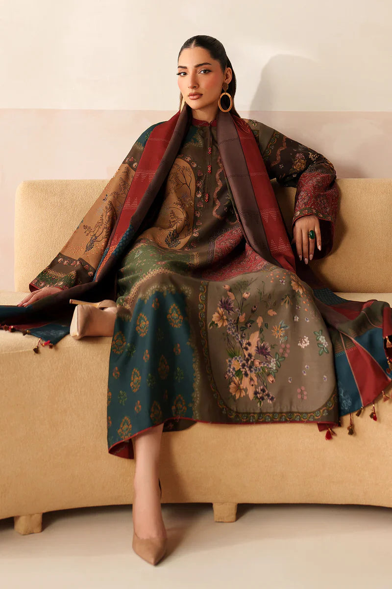 Baroque - Winter 3PC Karandi Digital Print Dress - zab1201