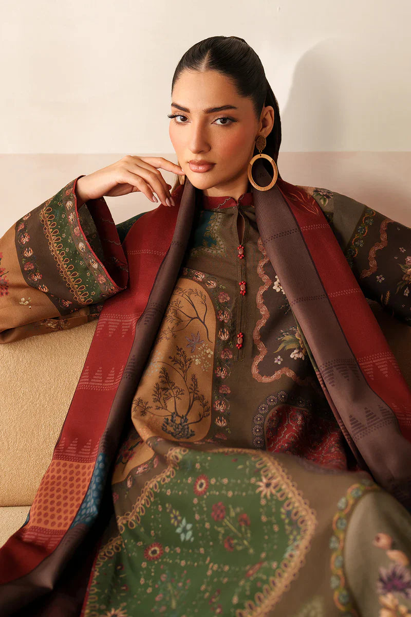 Baroque - Winter 3PC Karandi Digital Print Dress - zab1201