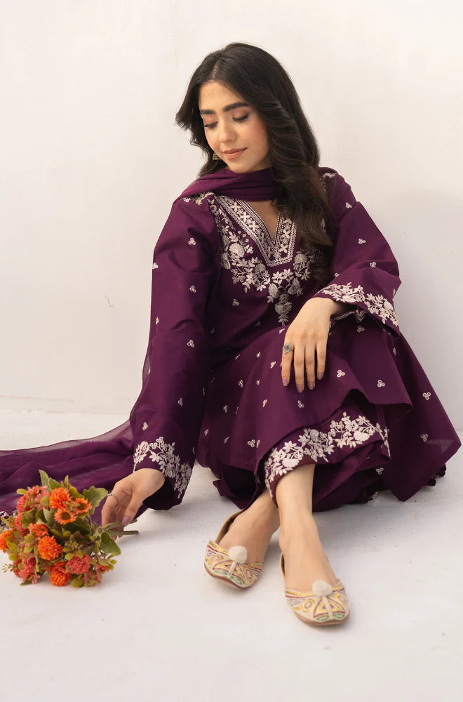 Dyot - 3PC Lawn Embroidered Suit - zab1192