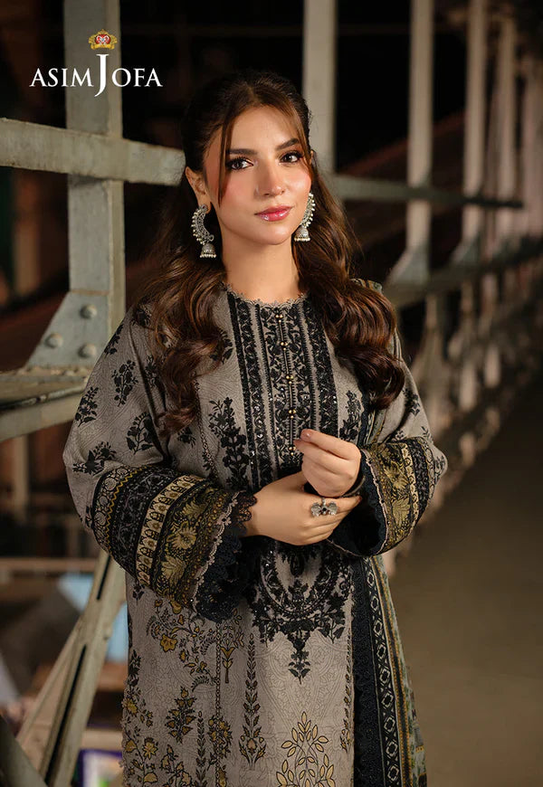 Asim Jofa - Winter 3PC Karandi Digital Print Dress - zab1198