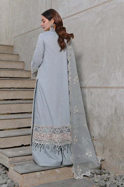 Summer Unstitched 3PCs Embroidered Lawn Dress With Organza Embroidered Dupatta zab905