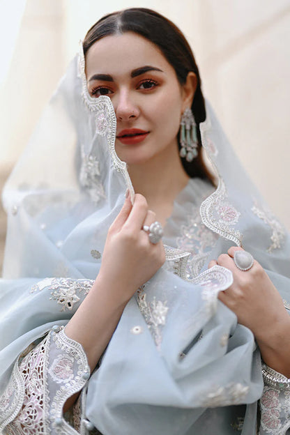 Summer Unstitched 3PCs Embroidered Lawn Dress With Organza Embroidered Dupatta zab905