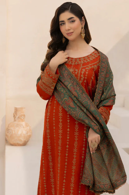 Mohagni - Winter 3PC Dhanak Embroidered Suit - zab1133