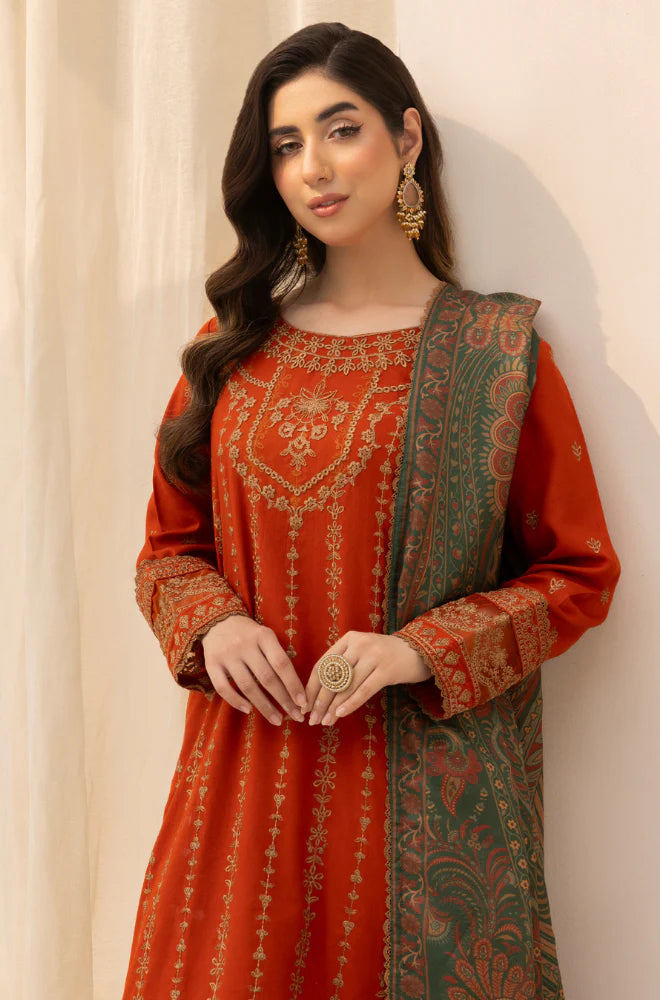 Mohagni - Winter 3PC Dhanak Embroidered Suit - zab1133