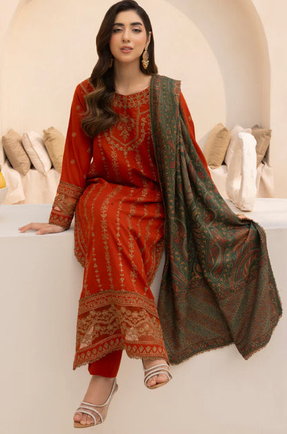 Mohagni - Winter 3PC Dhanak Embroidered Suit - zab1133