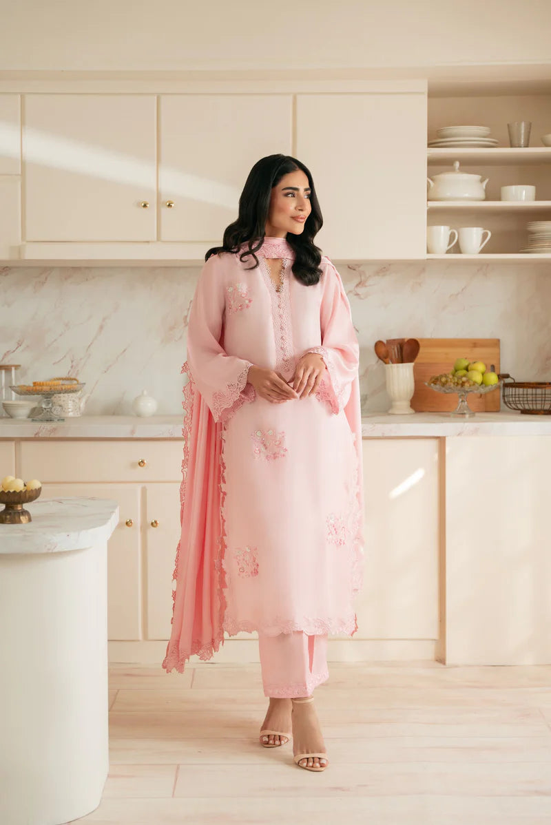 Nisa, Lawn 3.piece embroidered Summer suit with Orgenza dupatta - zab1311