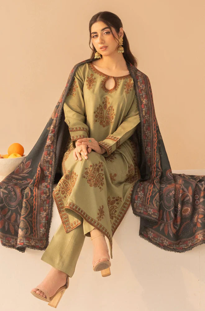 Mohagni - 3PC Dhanak Embroidered Suit - zab1152