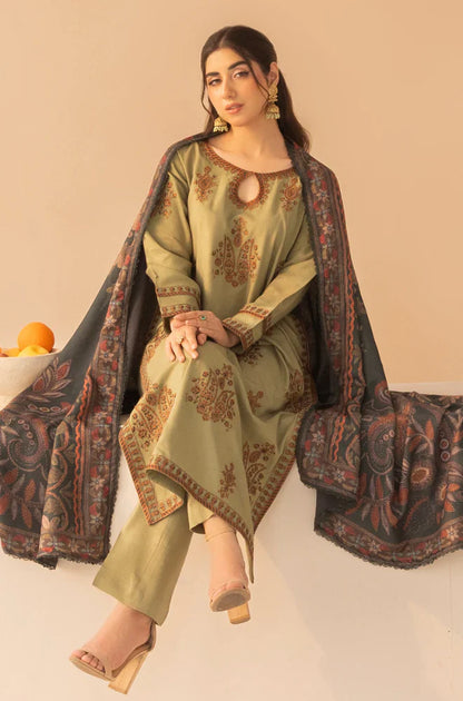 Mohagni - 3PC Dhanak Embroidered Suit - zab1152
