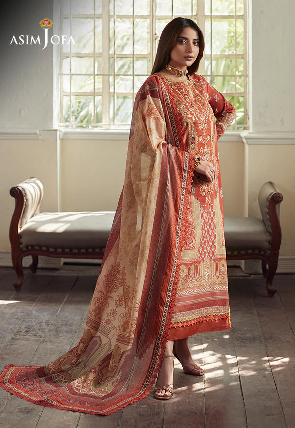 Asim Jofa - Summer 3PC Lawn Digital Print Dress - zab1322