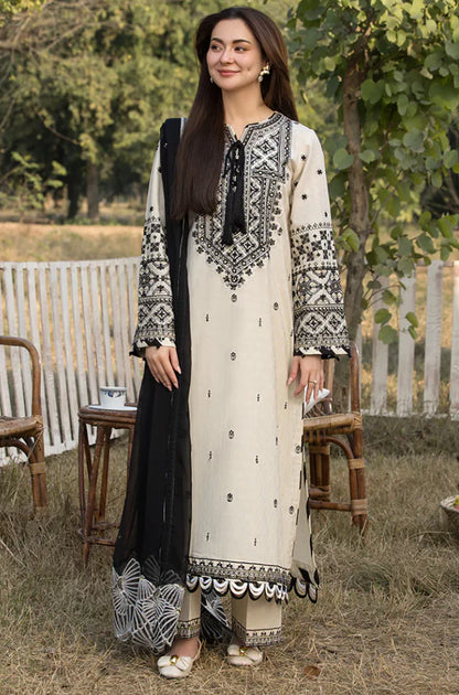 Allys - 3PC Dhanak Embroidered Suit - zab939