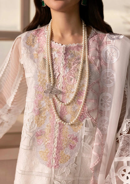 Crimson - 3PC Organza HEAVY CHIKENKARI EMBROIDERED SUIT - zab1279