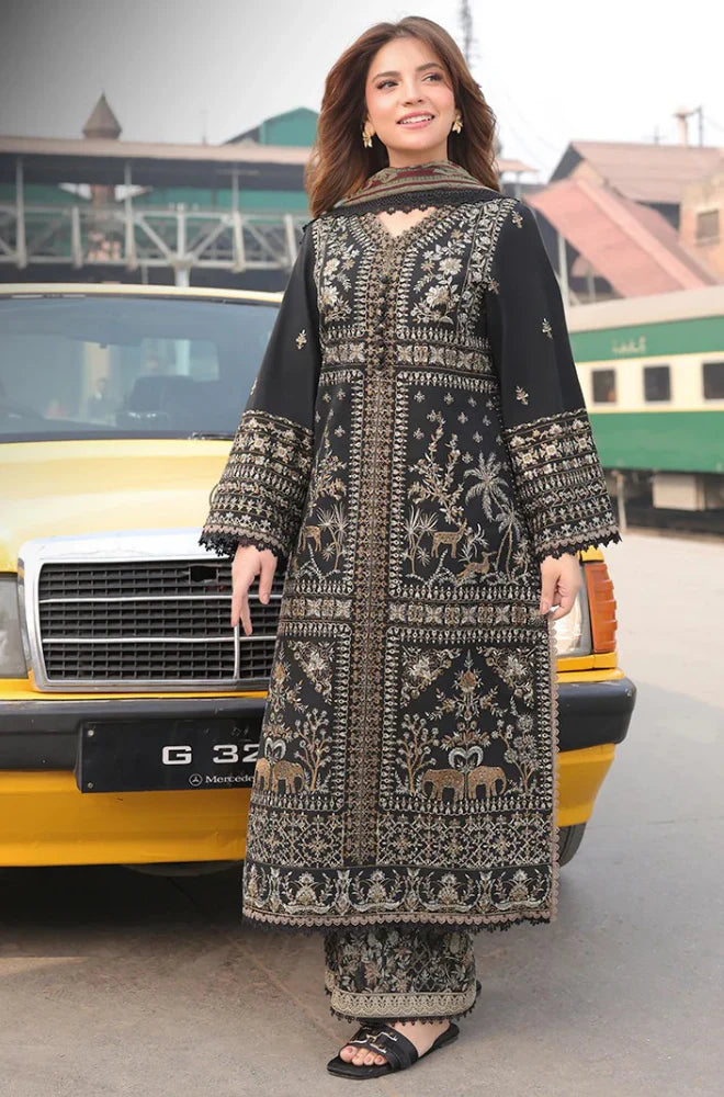 Asim Jofa - Winter 3PC Dhanak Embroidered Suit - zab1284
