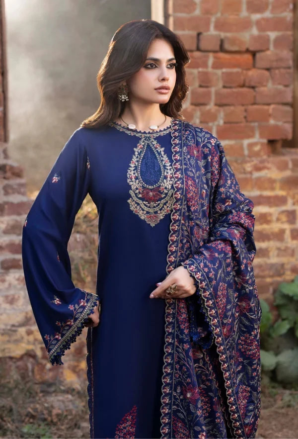 Izel - Winter 3PC Dhanak Embroidered Suit - zab1502