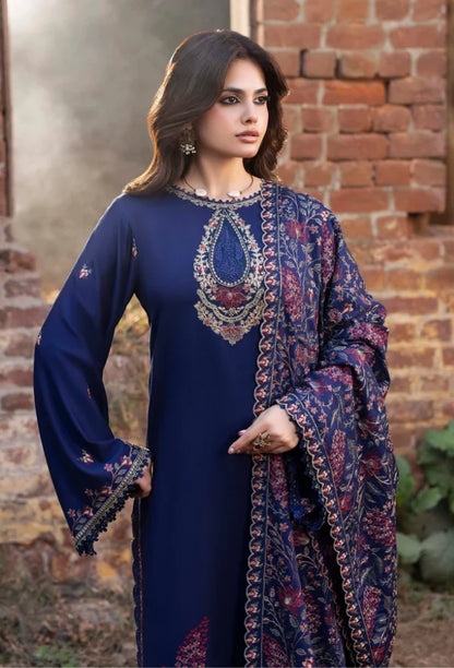 Izel - Winter 3PC Dhanak Embroidered Suit - zab1502