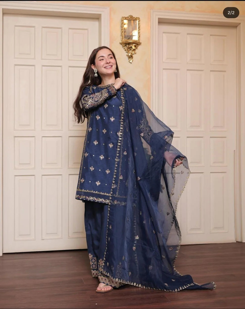 ZAB - 3PCs Embroidered Lawn Dress With Monar Dupatta - zab1308