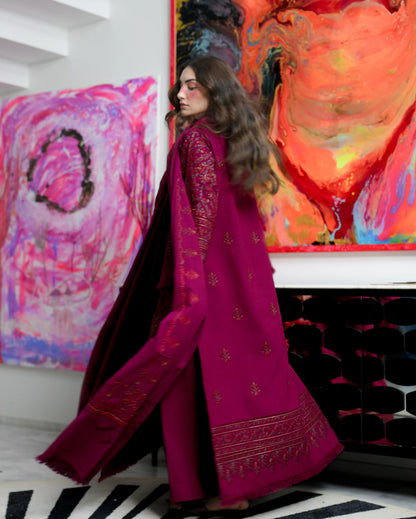 ZAB - Winter 3PC Dhanak Embroidered Suit - zab1556