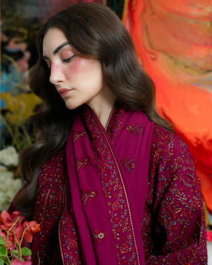 ZAB - Winter 3PC Dhanak Embroidered Suit - zab1556