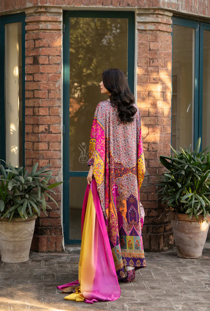 Maria b 3PCS UNSTITCHED SUIT FABRIC Digtal printed Silk - zab1484