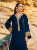 Zainab Chottani - Velvet Dress with Printed Karandi shawl - zab950