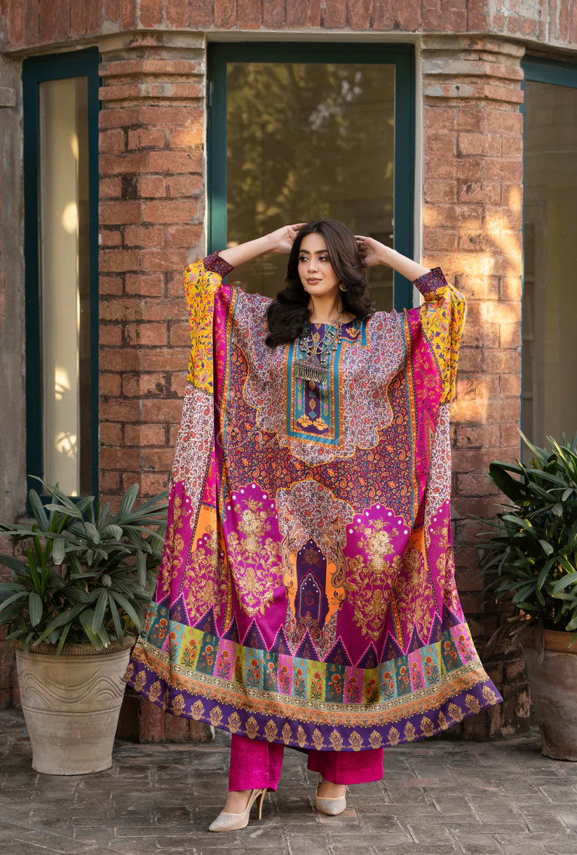 Maria b 3PCS UNSTITCHED SUIT FABRIC Digtal printed Silk - zab1484