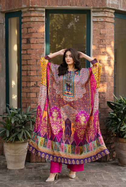Maria b 3PCS UNSTITCHED SUIT FABRIC Digtal printed Silk - zab1484