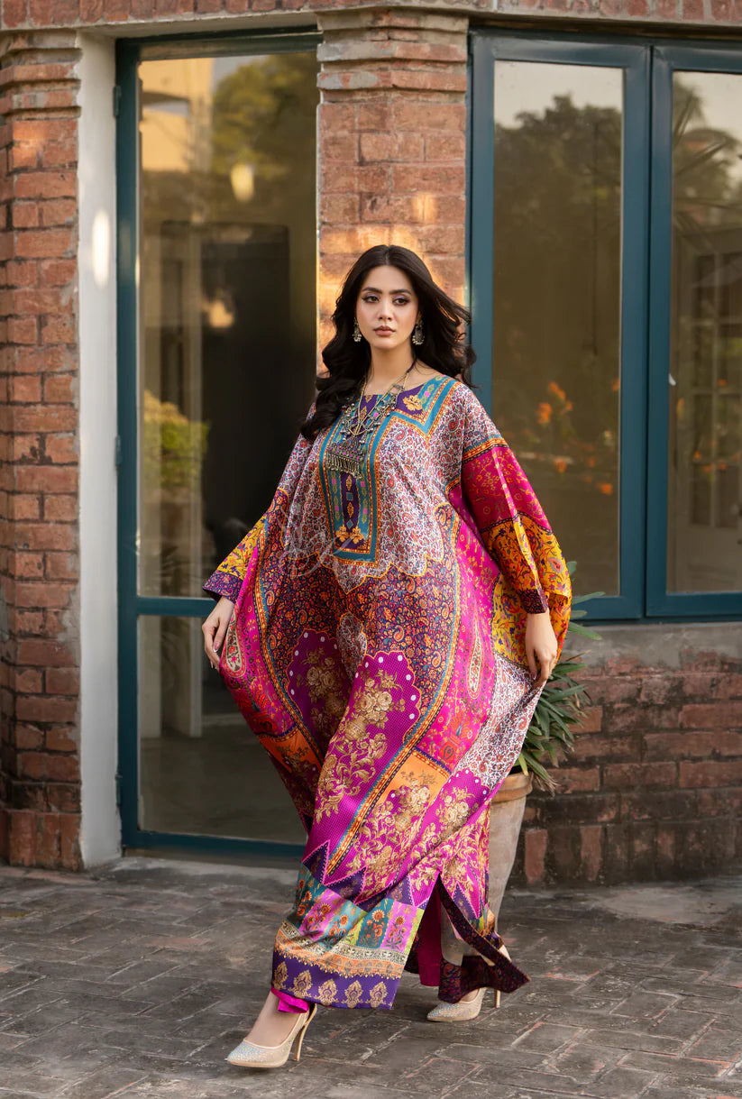 Maria b 3PCS UNSTITCHED SUIT FABRIC Digtal printed Silk - zab1484