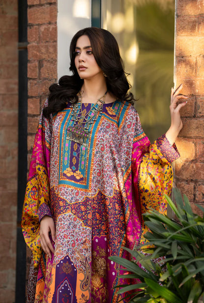 Maria b 3PCS UNSTITCHED SUIT FABRIC Digtal printed Silk - zab1484