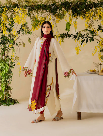Nisa, unstitched 3 piece embroidered summer suit. zab1319