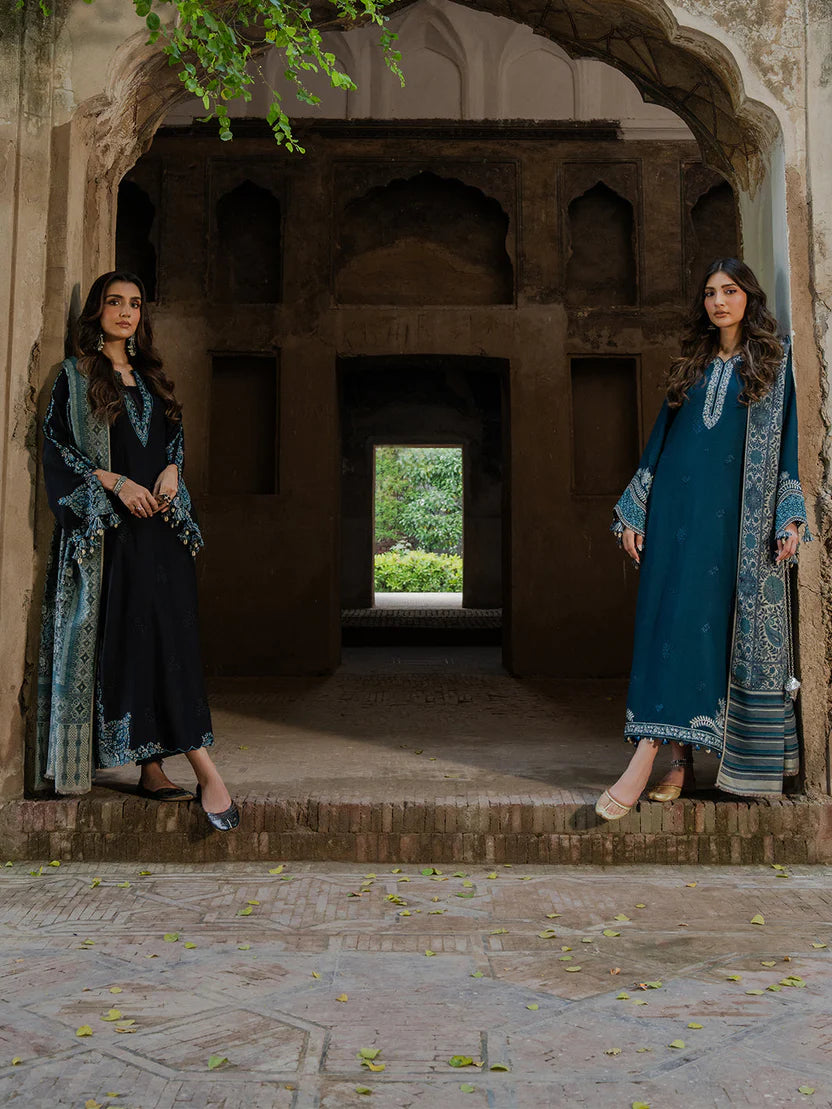 IZEL LUXURY UNSTITCHED WINTER DHANAK EMBROIDERED 3PC - zab1222