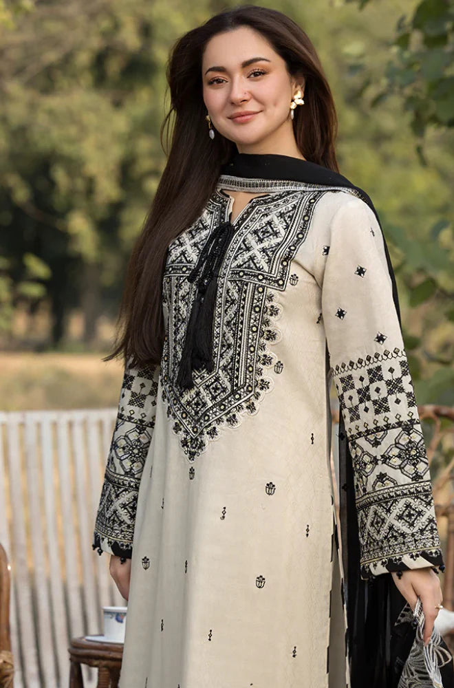 Allys - 3PC Dhanak Embroidered Suit - zab939